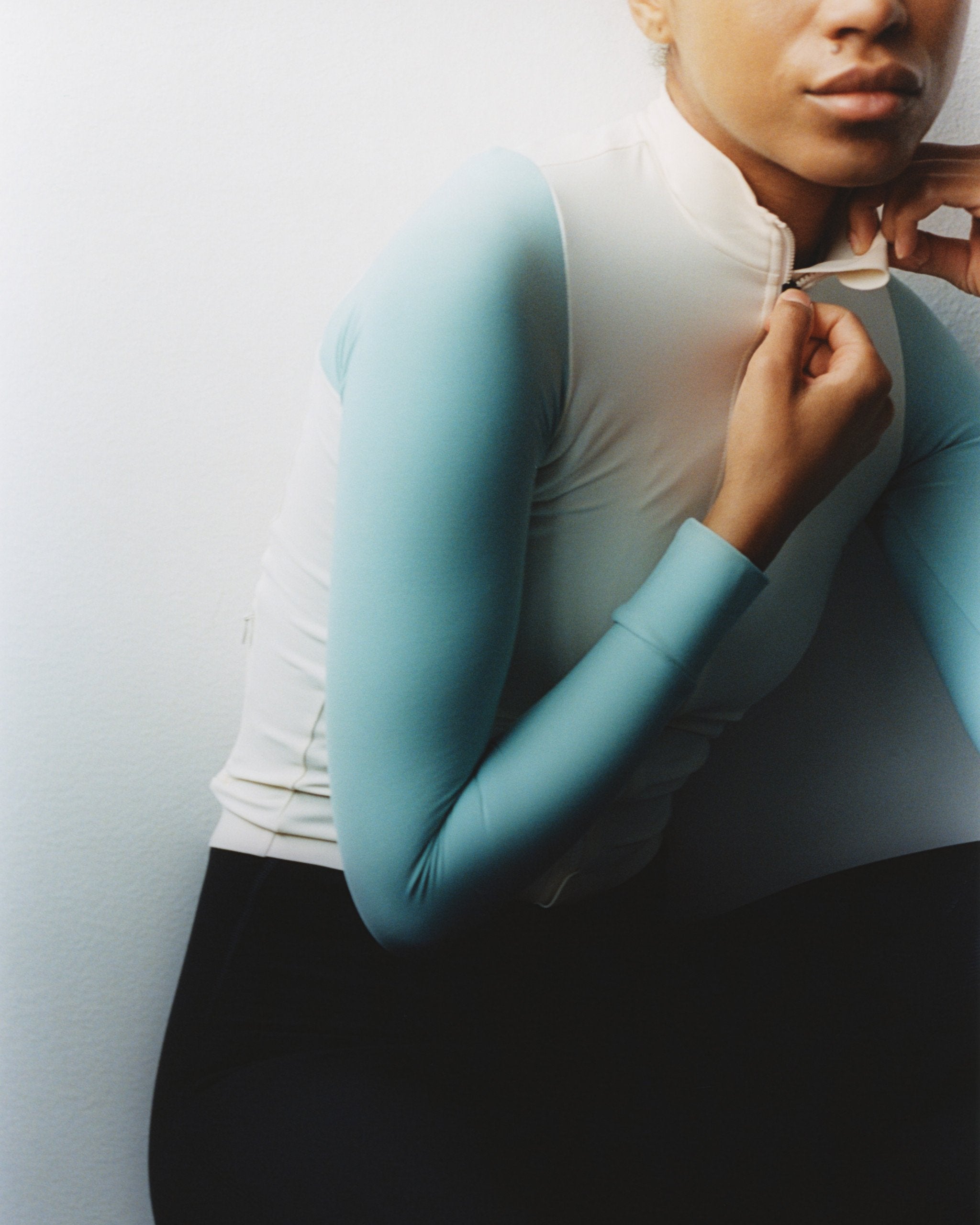 Women's Mechanism Long Sleeve Jersey - Off-White / Light Teal