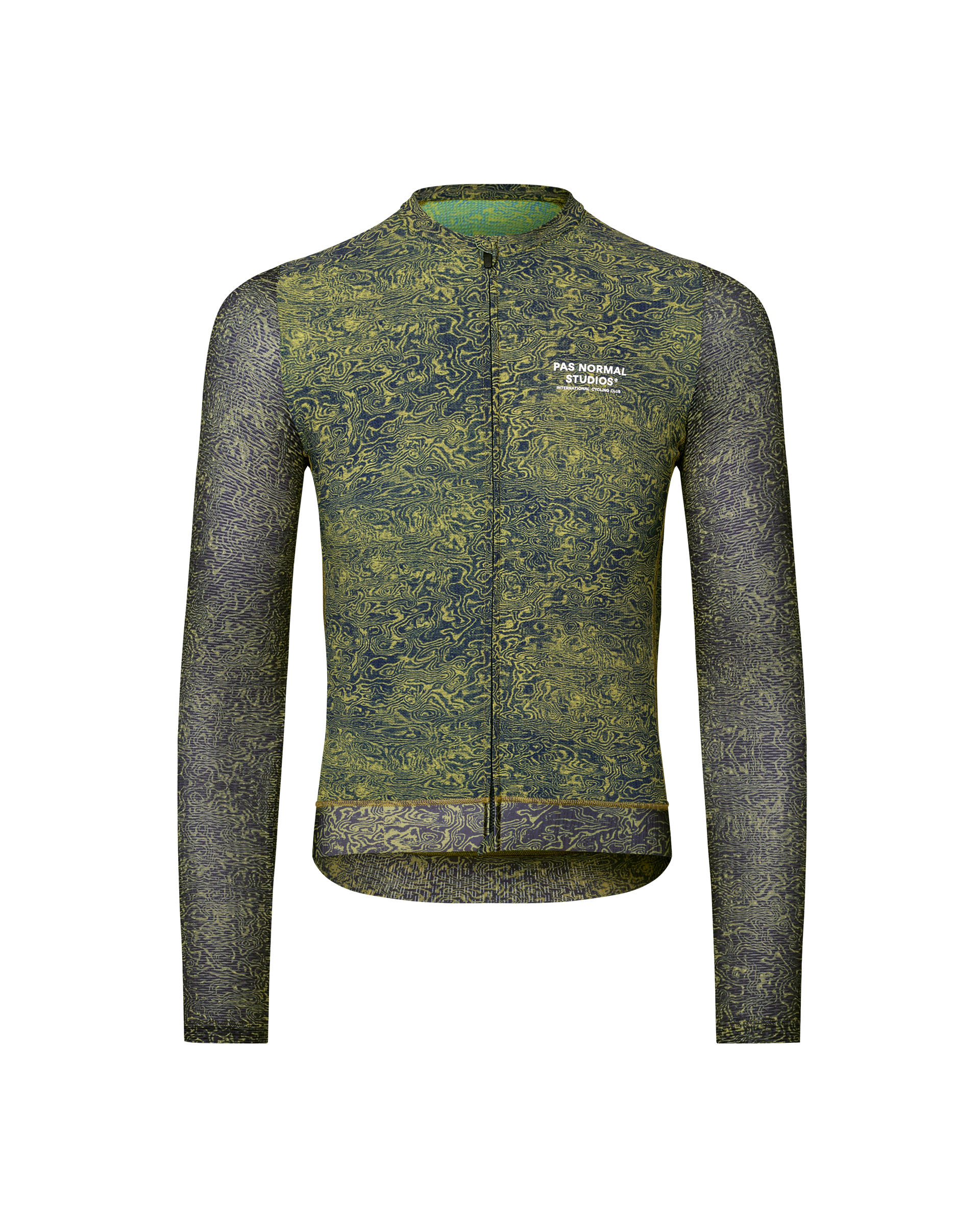 Men's Essential Light Long Sleeve Jersey - AOP Grain Dark Lime