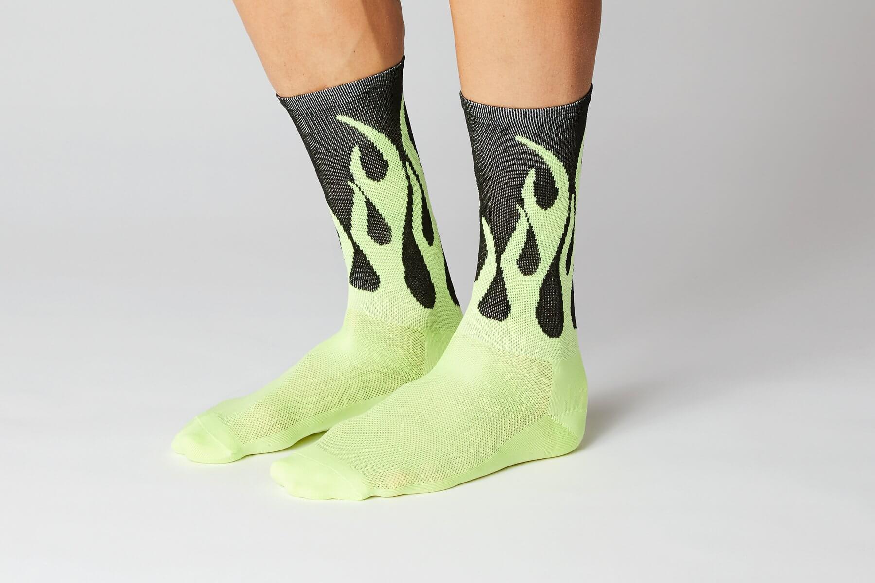 #11_08 Flames Socks - Black / Neon