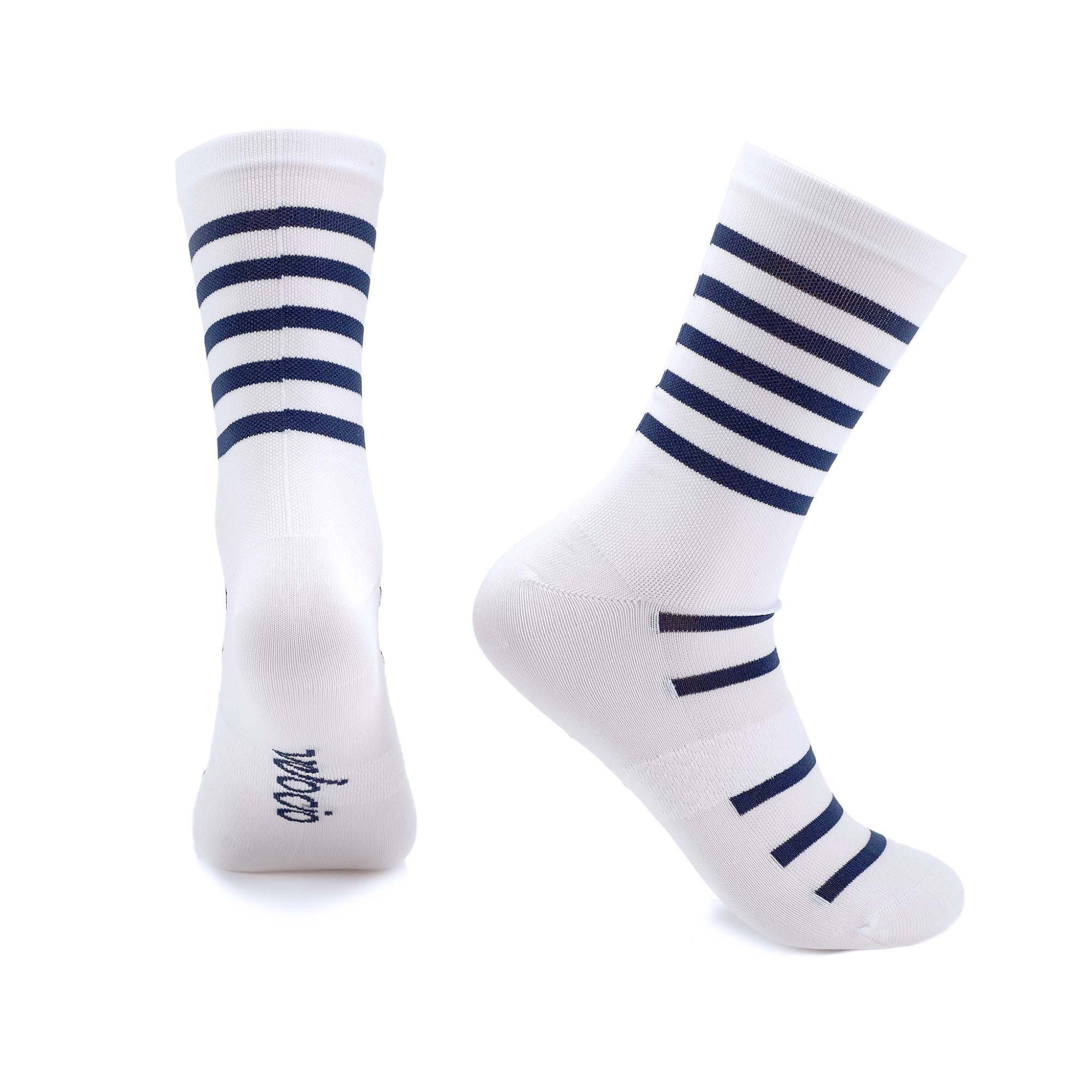 Navy Breton Signature Sock - White